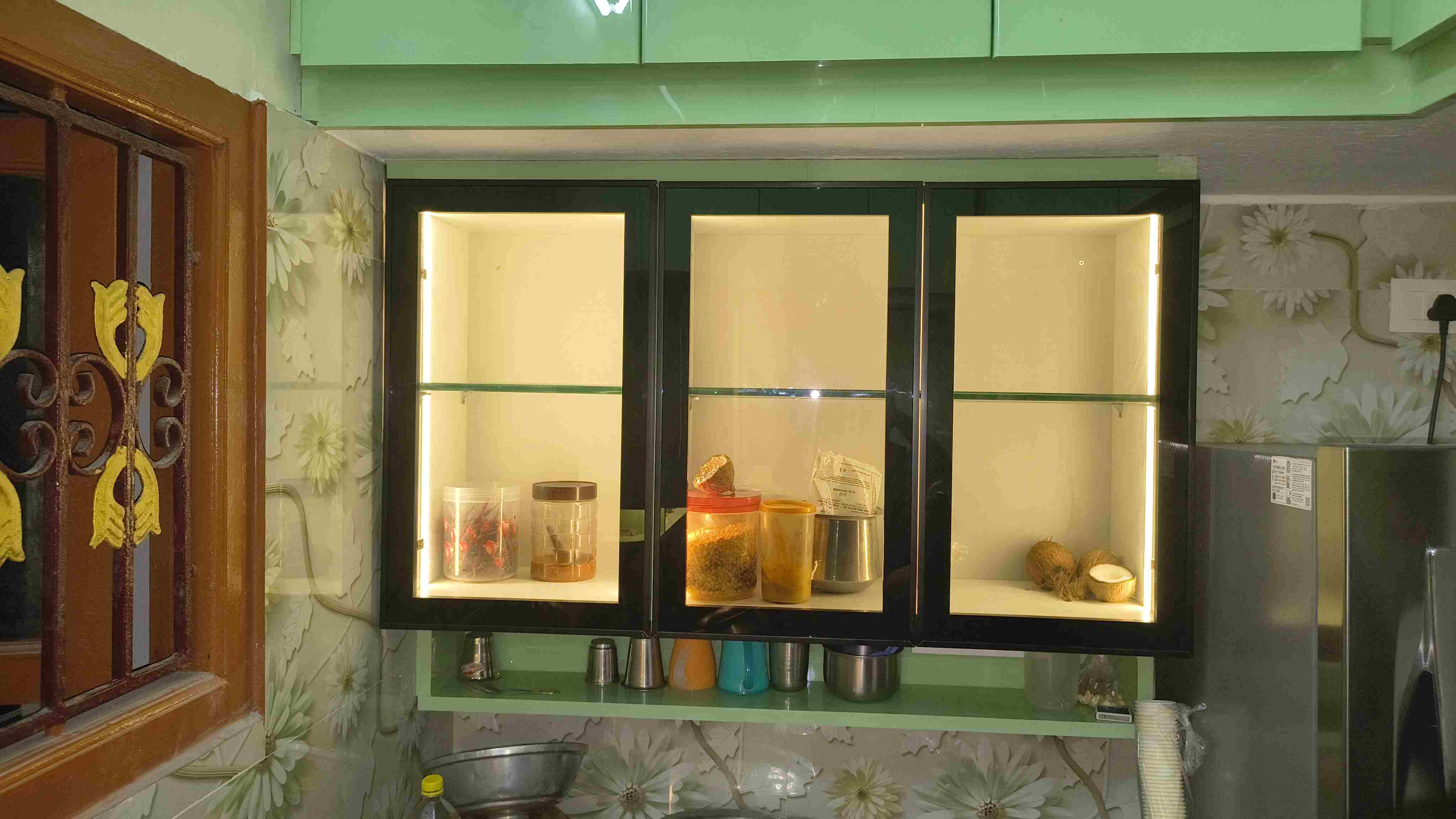 Green acrylic Modular kitchen 1